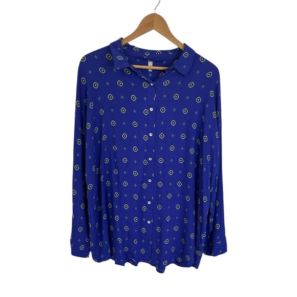 Free People Intimately Women's Sleep Shirt Boxy Blue Button Up Blouse S $78 NWT - Picture 11 of 11